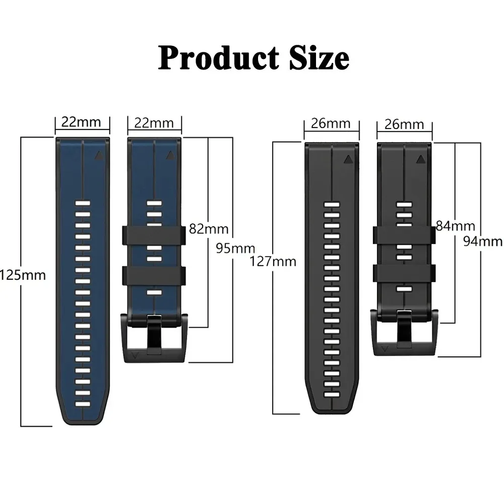 Premium Silicone Quick Release Watch Strap Bracelet - 26mm/22mm Adjustable Wristband for Sports and Outdoor Adventures