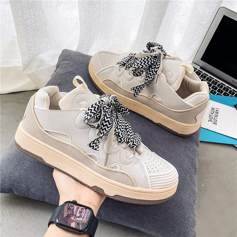 Wide lace dad shoes for men new trendy shoes, thick soled casual shoes, summer breathable sports shoes for men, trendy