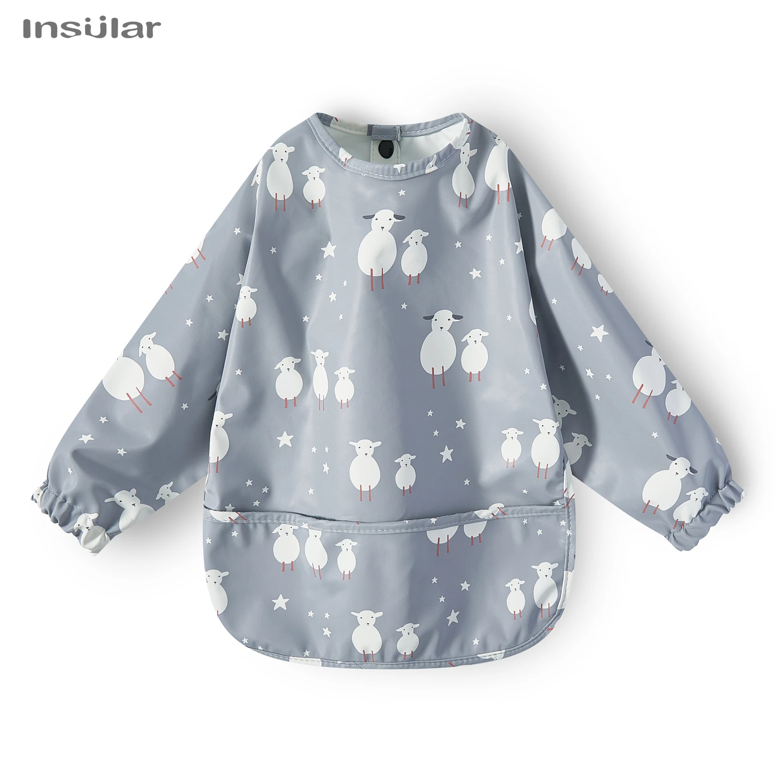 Waterproof Long Sleeve Baby Feeding Bib with Pocket