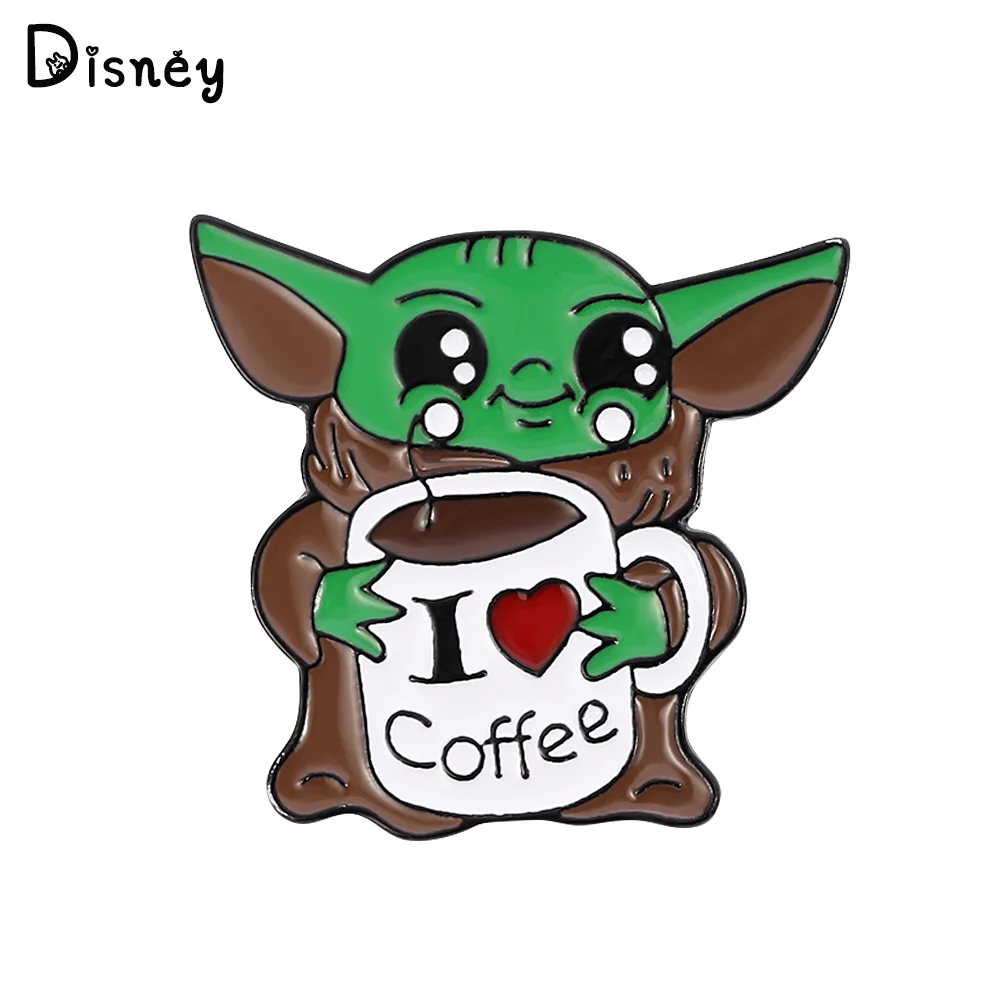 Disney Star Wars Spilla The Mandalorian Yoda Baby I Love Coffee Metal Badge Pin Accessorio Vestiti Zaino Pin Gioielli Regali