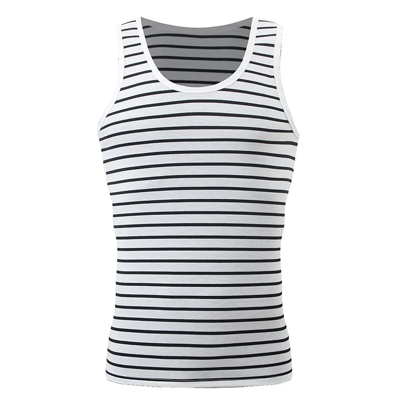 Men's Classic Joker Striped Vest Teenagers Slim And Comfortable Running Fitness Shirt Sports Joker Striped Sleeveless T 3-Pcs