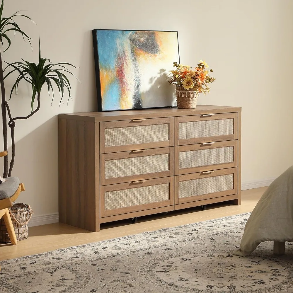 Storage Space in Rattan Dresser