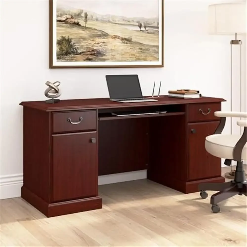 Arlington Computer Desk Storage Keyboard Tray Harvest Cherry Traditional Workspace Professional Office Durable Thermally Fused