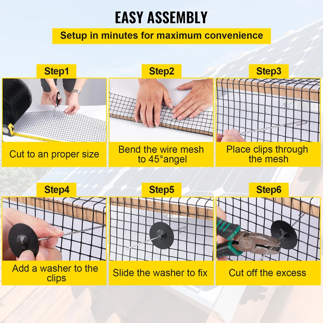 PORIYA 30m Solar Panel Bird Proofing KIT Stainless Steel Mesh & 100Pcs Fasteners - 5