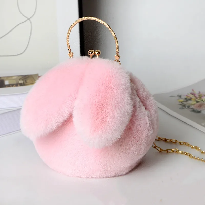 

2024 New Girls Plush Rabbit Ear Shoulder Bag Crossbody Bags For Women Version Cute Purses And Handbags