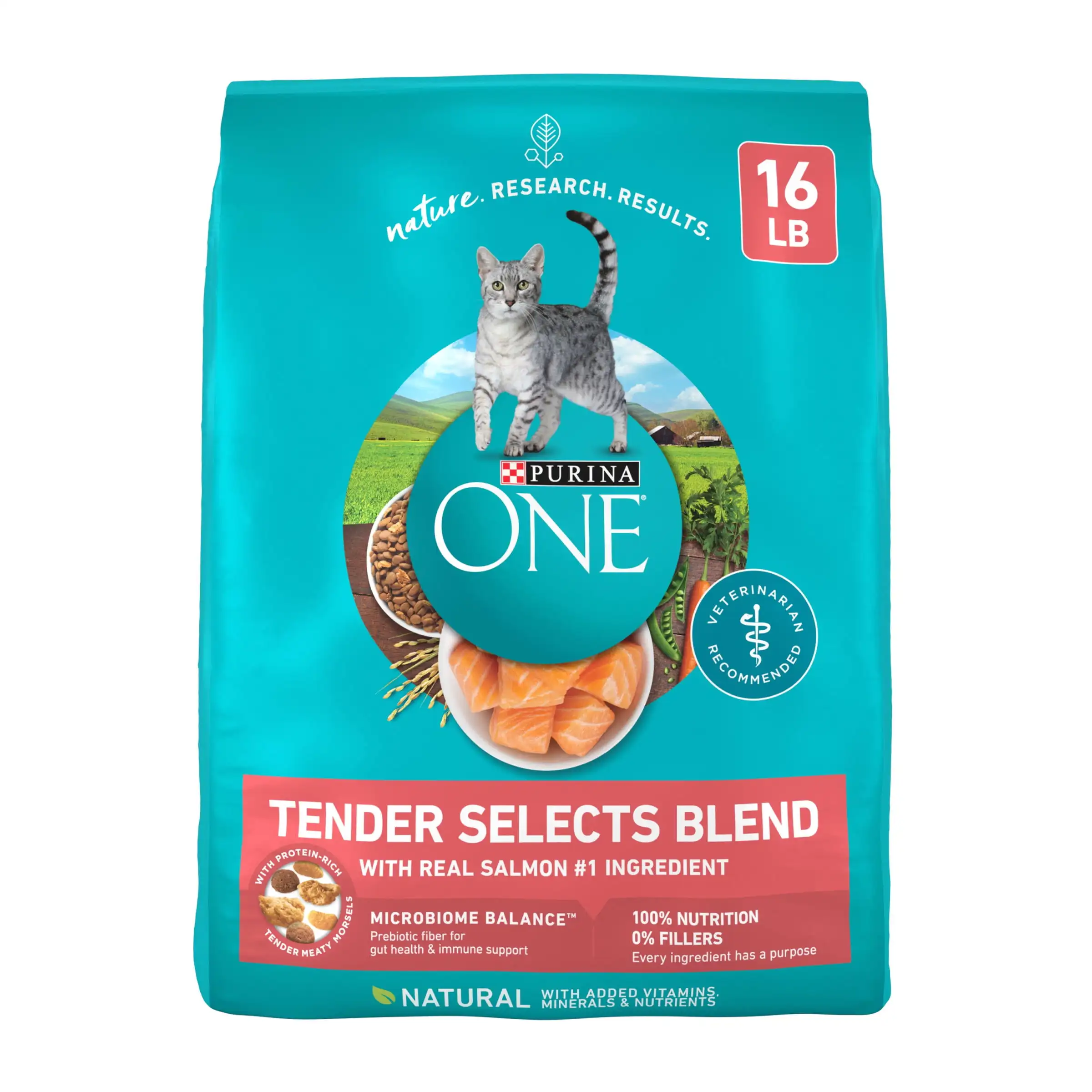 

Purina ONE Tender Select Dry Cat Food, Real High Protein Salmon, 16 lb Bag