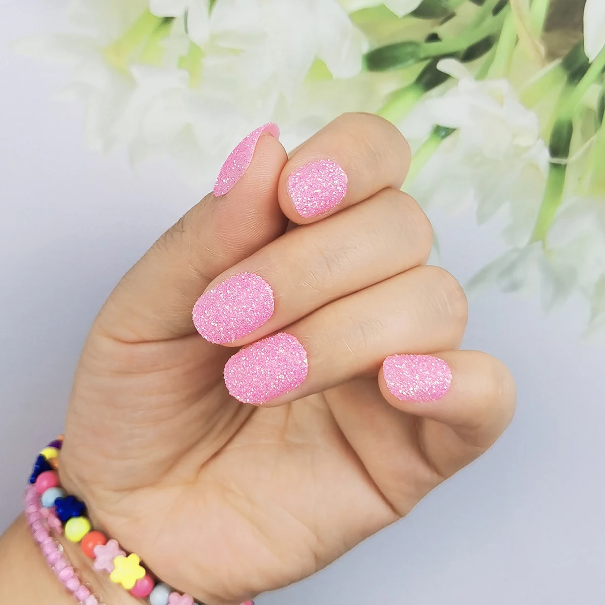 24 Stks/doos Kinderen Drukken Op Nagels Roze Glitters Hart Liefde Kid Nagel  Ontwerpen Diy Manicure Valse Nagels Paarse Glitter Vlokken Decor -  AliExpress, image size:1200x1200