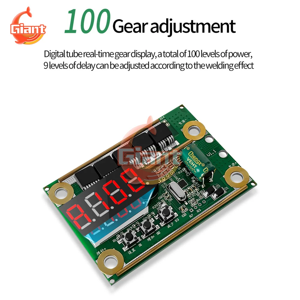 

Spot Welder DIY Kit 100 Gears of Power Adjustable Spots Welding Control Board for Welding 18650 Battery 0.05-0.15mm Nickel Sheet