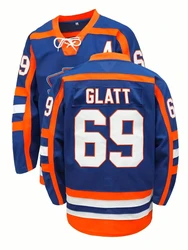 Maglia da Hockey su ghiaccio ricamo #69 da uomo, maglia da Hockey uniforme a maniche lunghe con scollo a V a righe Vintage per allenamento taglia S-X