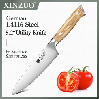 Coltello multiuso XINZUO da 5,2 pollici 67 acciaio tedesco Din 1.4116 con manico in oliva di alta qualità durezza del nucleo 56-58HRC multi-strumenti 1