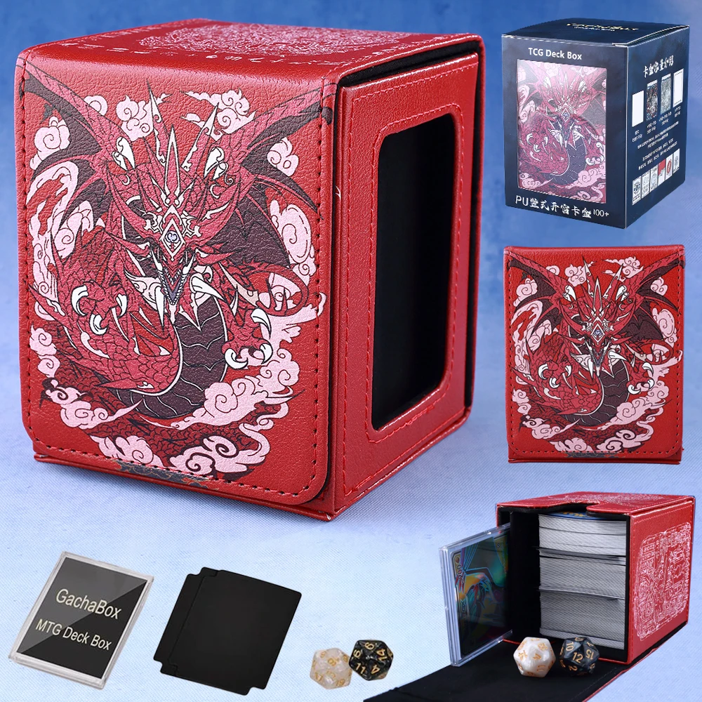 Gacha 100+Load Trading Card Deck Box With 2 Dividers PU Leather