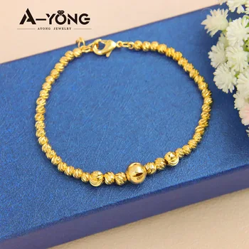 Bracciale da sposa turco con perline vintage placcato oro 21k Dubai Catene semplici a mano Nigeria Gioielli da donna per la festa nuziale