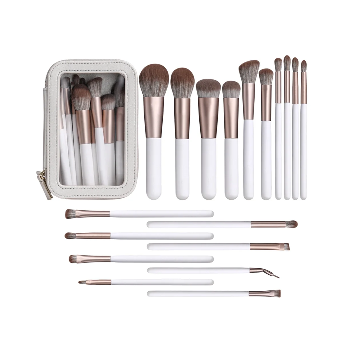 

18Pcs Makeup Brush Set Pearlescent White Makeup Tools Super Soft Hair Makeup Brushes