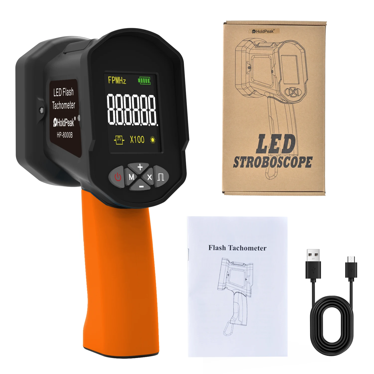 thumbnail image 2 of Digital Tachometer Digital Handheld Stroboscope Measuring 60-99999 RPM Non Strobe Tachometer, High Accuracy 0.001% Rechargeable 2 of 13