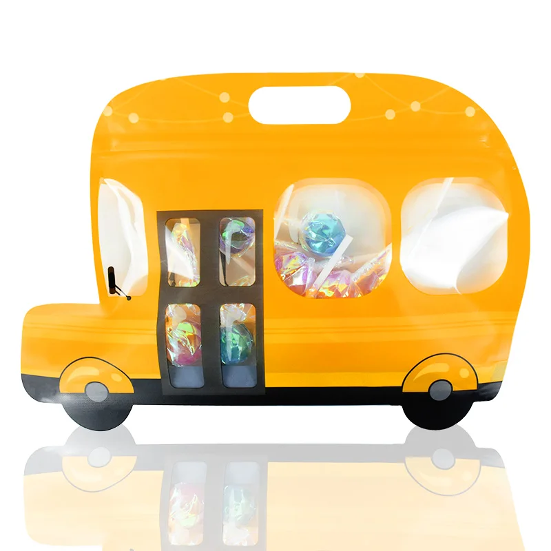 thumbnail image 1 of 5 bolsas de regalo con forma de coche de dibujos animados para dulces, galletas, juguetes, aperitivos, paquete para hornear, bolsa con cremallera para niños, suministros de decoración para fiestas de, 1 of 5