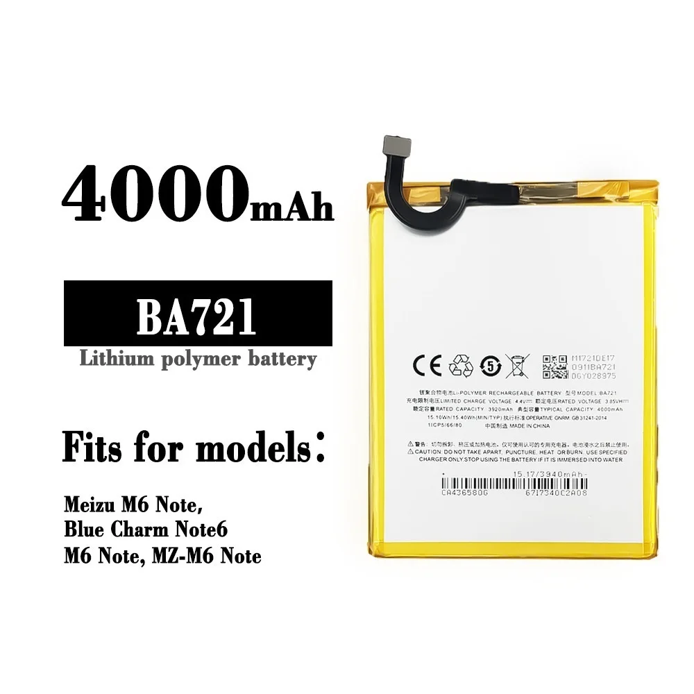 

4000Ah BA721 Rechargeable Battery For Meizu M6 Note Note6 M721H M721L M721Q High Quality Batteries In Stock + Free Tools
