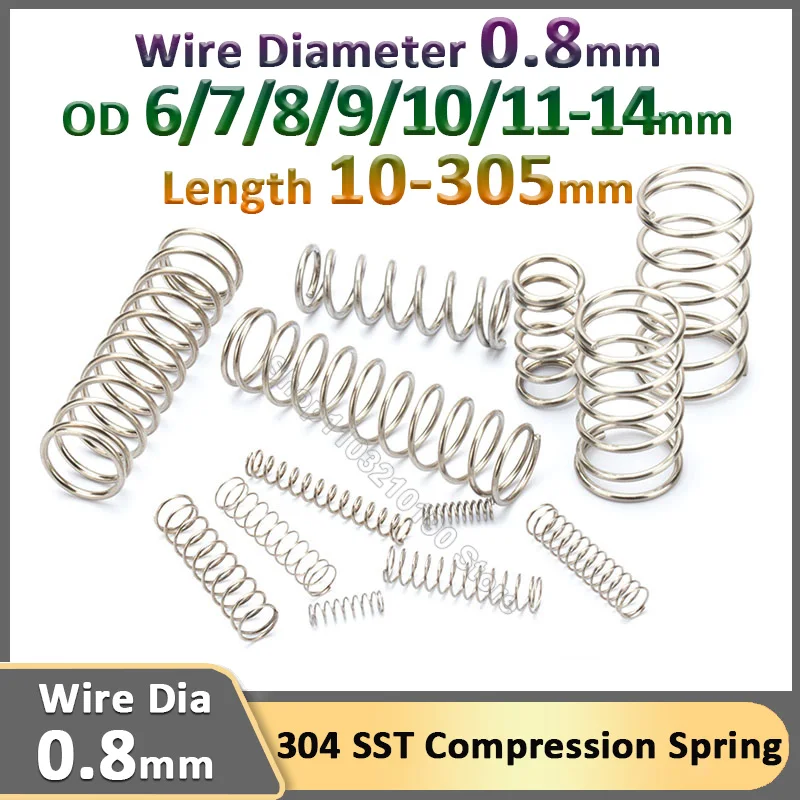 

0.8mm Compressed Spring Quality Assurance Durable Y-shape Rotor Return Compression Pressure Spring OD 6-14mm 304 Stainless Steel