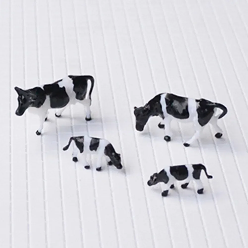 10PCS Realistic 1 87 Scale HO/OO Gauge 00 Black & White Cow Models For Your Model Railway Pack Model DIY Model Accessories 5