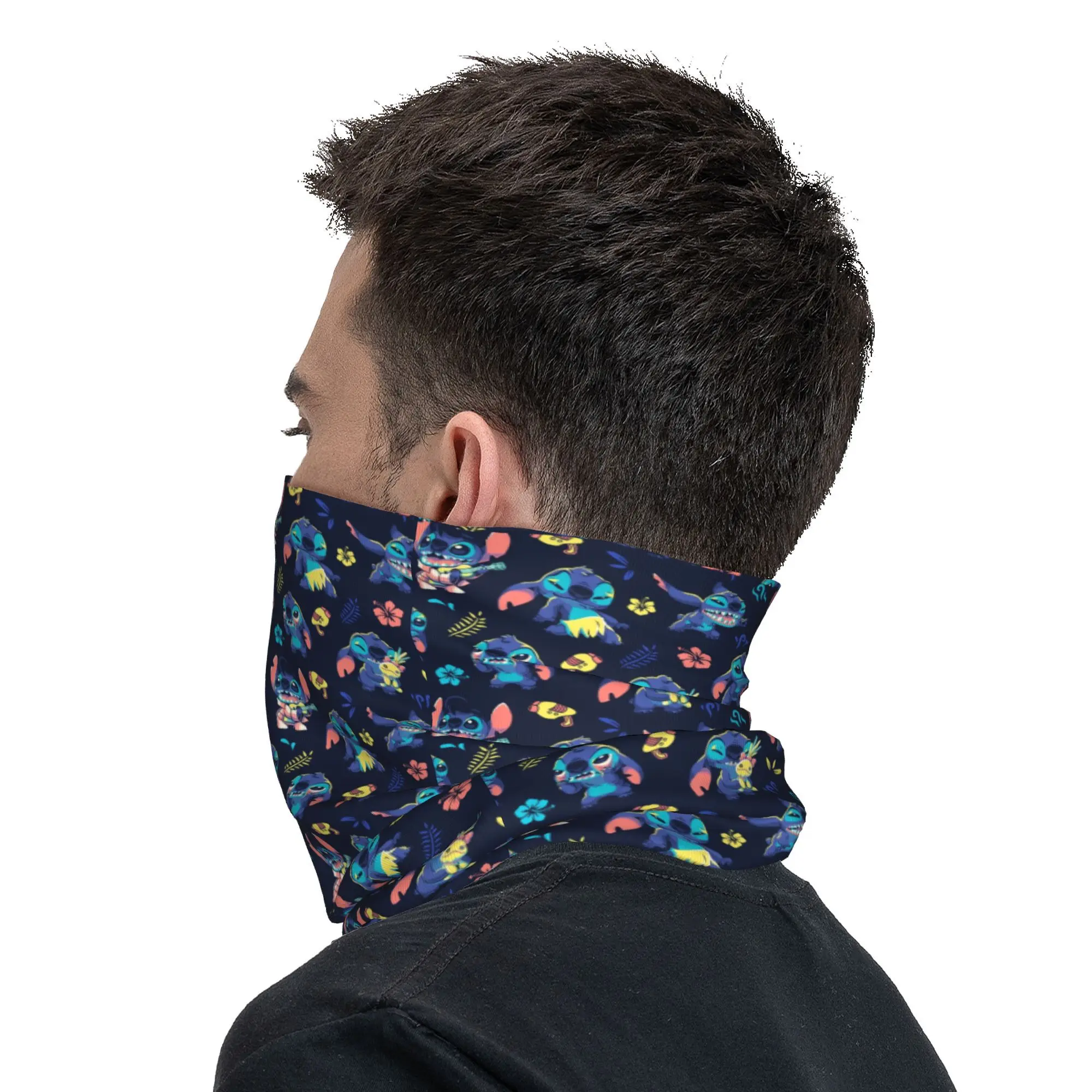 Neck Gaiter Stitch Pattern Bandana Women Men Winter Ski Hiking Scarf Anime Cartoon Face Cover