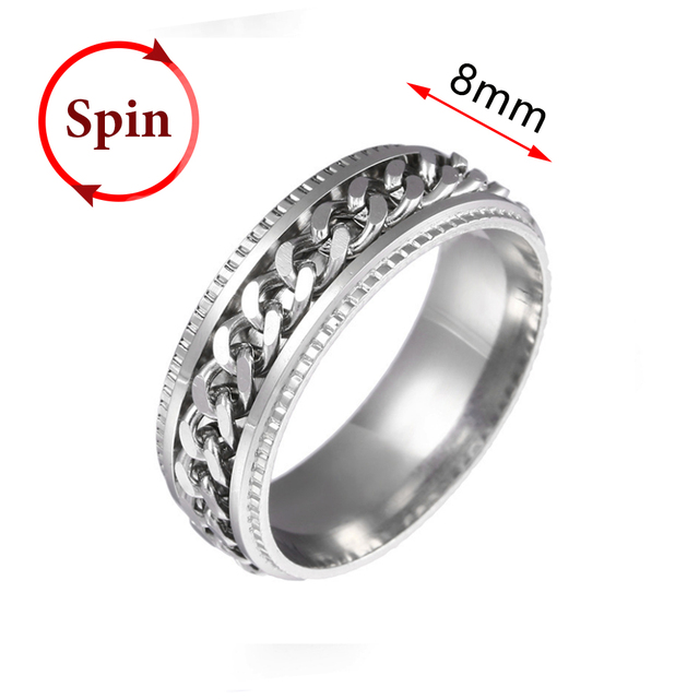 Fidget Spinner Rings For Women Men Spinning Rotating Stainless Steel Pubk Ring Anti Stress Accessories Men's Jewelry