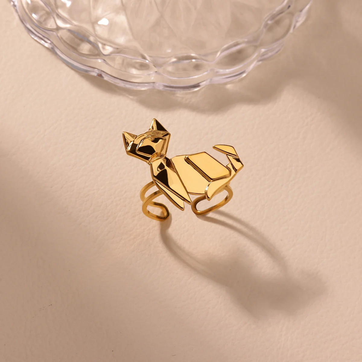 Simple Unique Cat Rings Gold-Plated Stainless Steel Adjustable