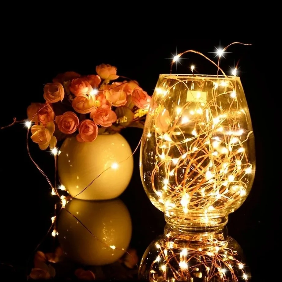 Phlanp 1M 2M 3M 5M Copper Wire LED String Lights Holiday Lighting Fairy Garland para a árvore de Natal Wedding Party DecorationNatal