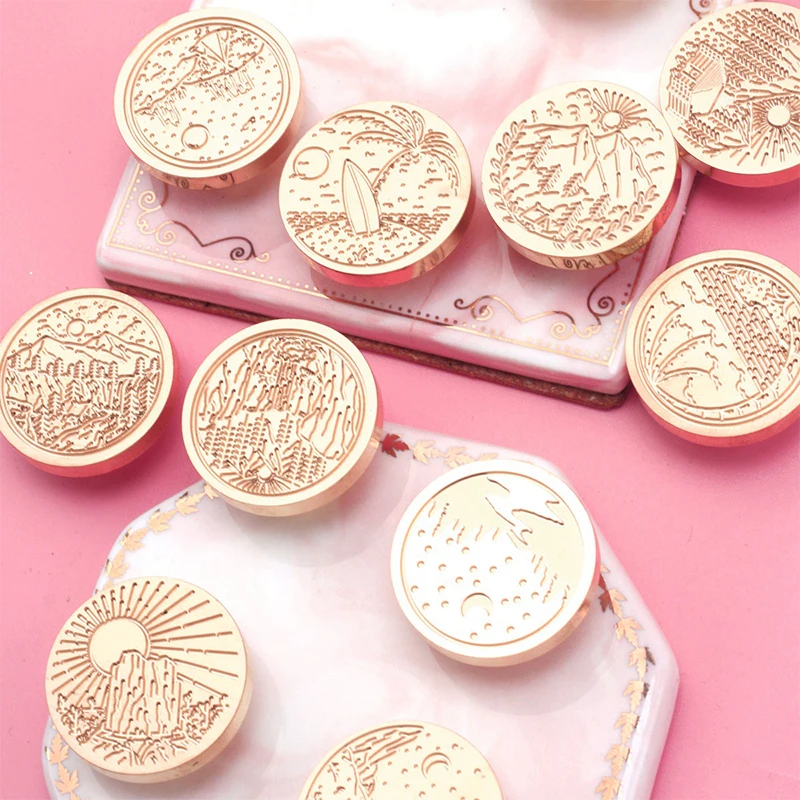 

Riverside Autumn Series Fire Paint Wax Seal Stamps 3Cm Stamp Brass Head Invitations Postal DIY Scrapbooking Crafts Supplies New