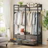 Freestanding Closet Organizer for Hanging Clothes, Heavy Duty Garment Rack with 4 Drawers, 8 Hooks and Storage Shelves, Wardrob 1