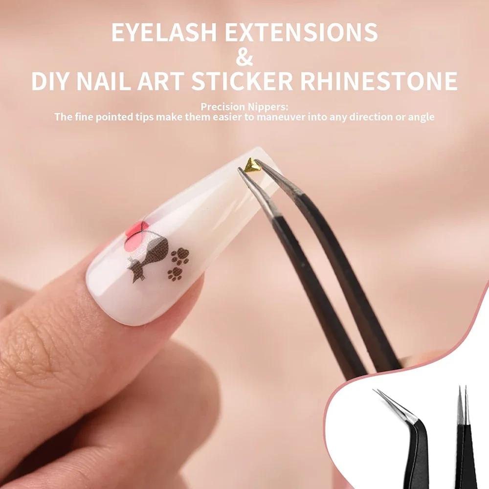 Stainless Steel Curved Tweezers for Eyelash Extensions and Nail Art