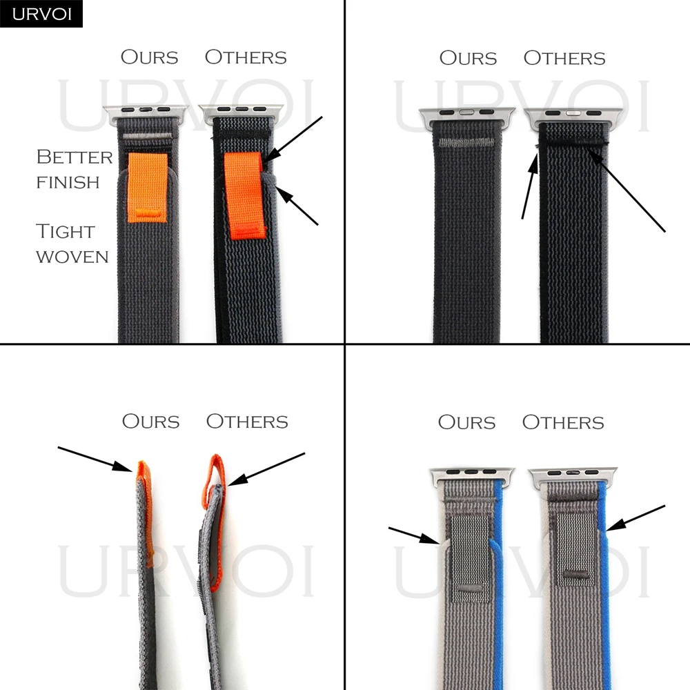 URVOI Nylon Weave Trail Loop Band with Pull Tab Closure