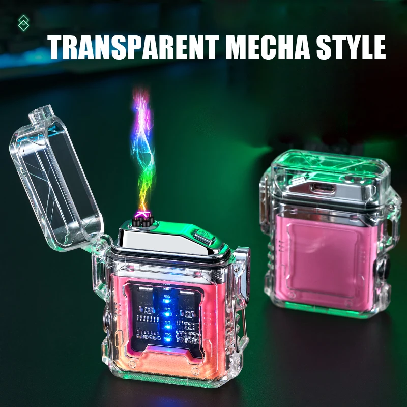 デュアルアーク防水ライター,USB Type-C,充電式プラズマ屋外懐中電灯