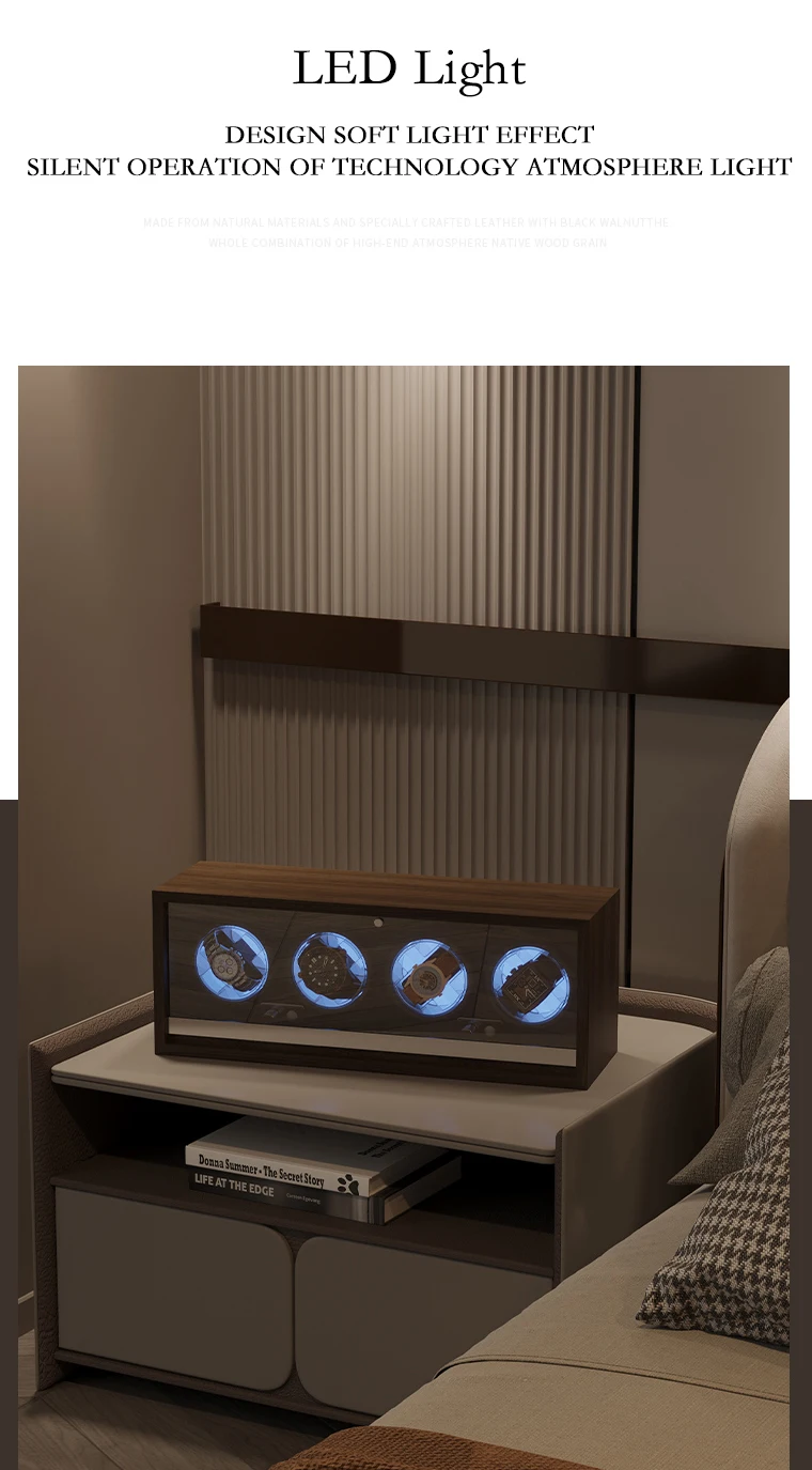 Luxury 4-Slot Automatic Watch Winder Box with High-Precision Japanese Motor, Premium Wo... - SKU LAWW1132 - UGI Packaging