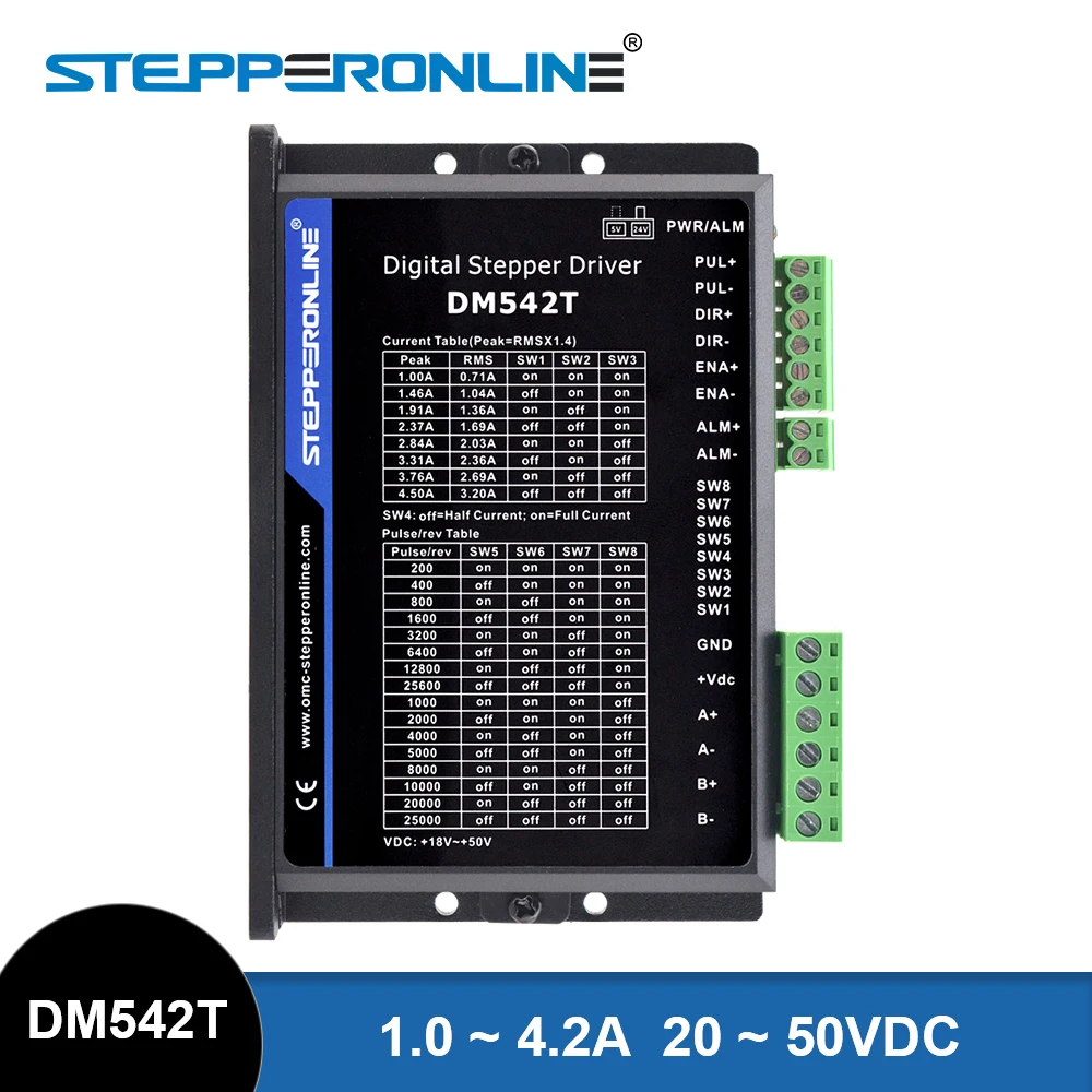 STEPPERONLINE DM542T Stepper Motor Driver 1.0-4.2A 20-50VDC 2-phase Digital Stepper Motor Controller for Nema 17/23 stepper motor driver