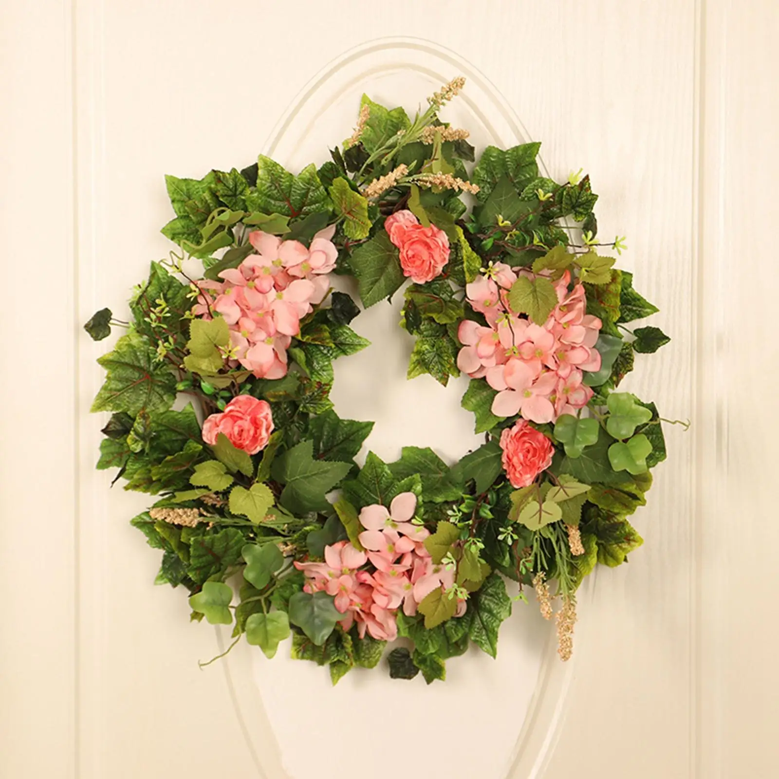 Pink Hydrangea Wreath Front Door Wreath Ornament Party Supplies Spring Wreath for Outside Garden Spring Festival Wedding Porch