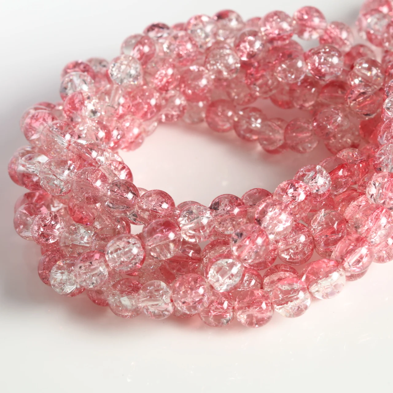 Elegant Pink Crackled Glass Beads for Handmade Jewelry Crafts