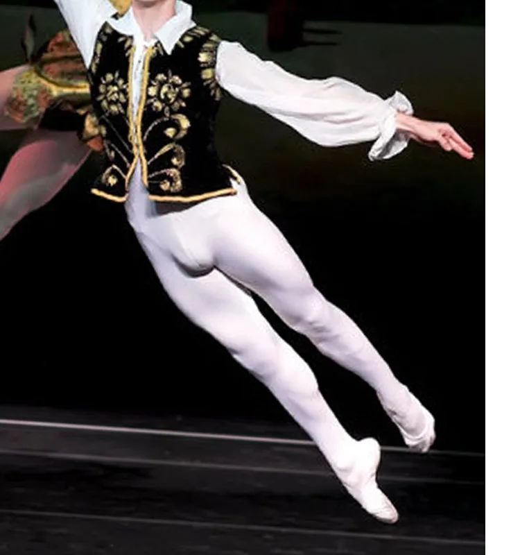 Black White Nylon Spandex Footed Dance Ballet Tights For Men Boy Dance