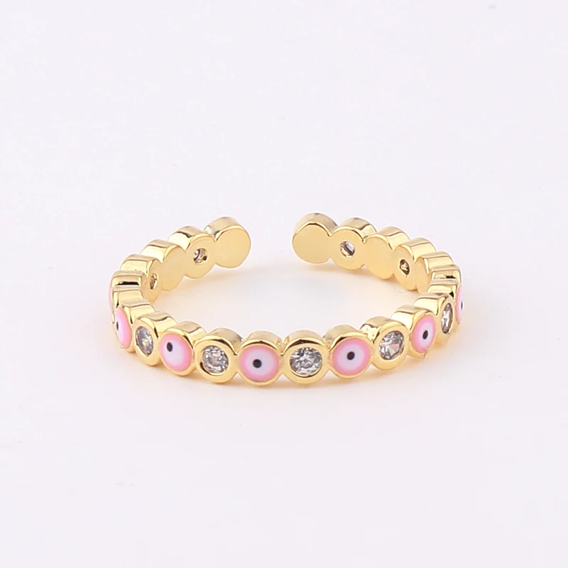 Lucky Eye Blue Turkish Evil Eye Open Ring Copper Gold Color Finger Rings Adjustable for Women Girls Men Fashion Jewelry 