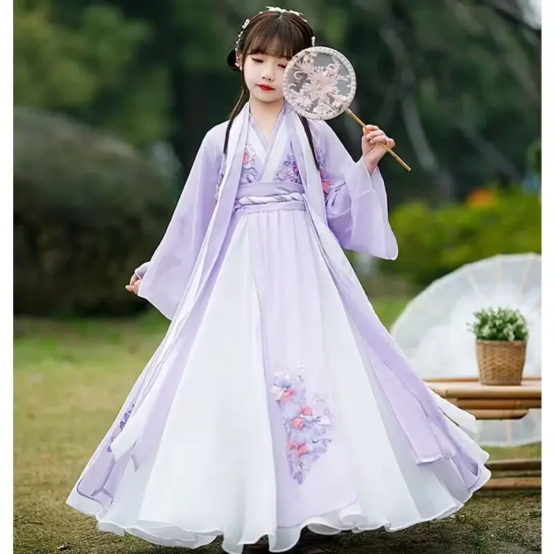 

Hanfu Dress Baby Girls Children New Year Costume Chinese Ancient Carnival Cosplay Costume Purple Hanfu Dress Kids Babies