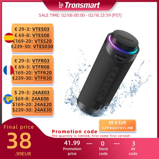 Tronsmart T7 Lite Bluetooth Speaker Enhanced Bass Portable Speaker with 24H  Playtime, APP Control, IPX7 Waterproof for Camping - AliExpress