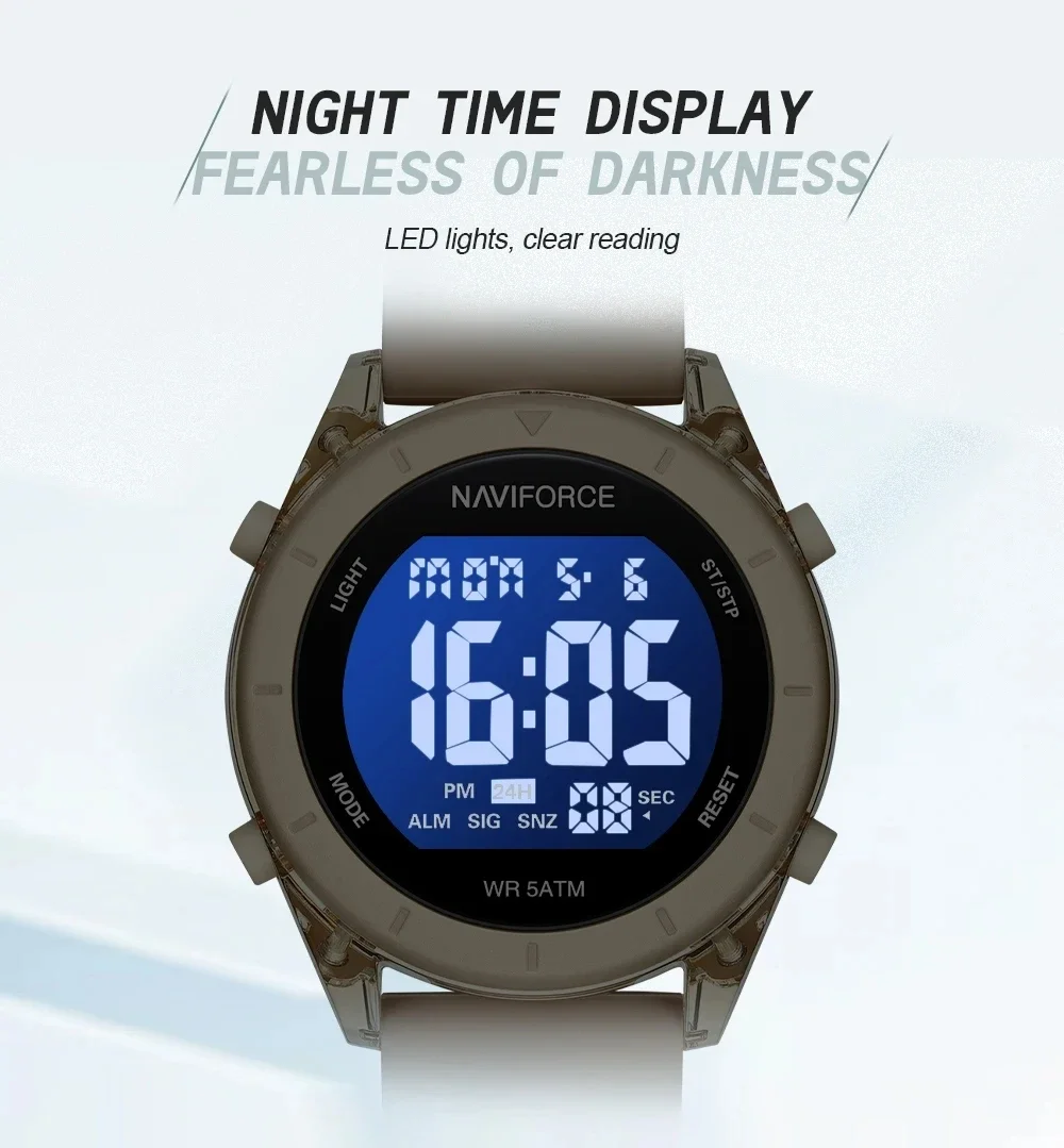 ساعة رياضية نسائية LED وردي