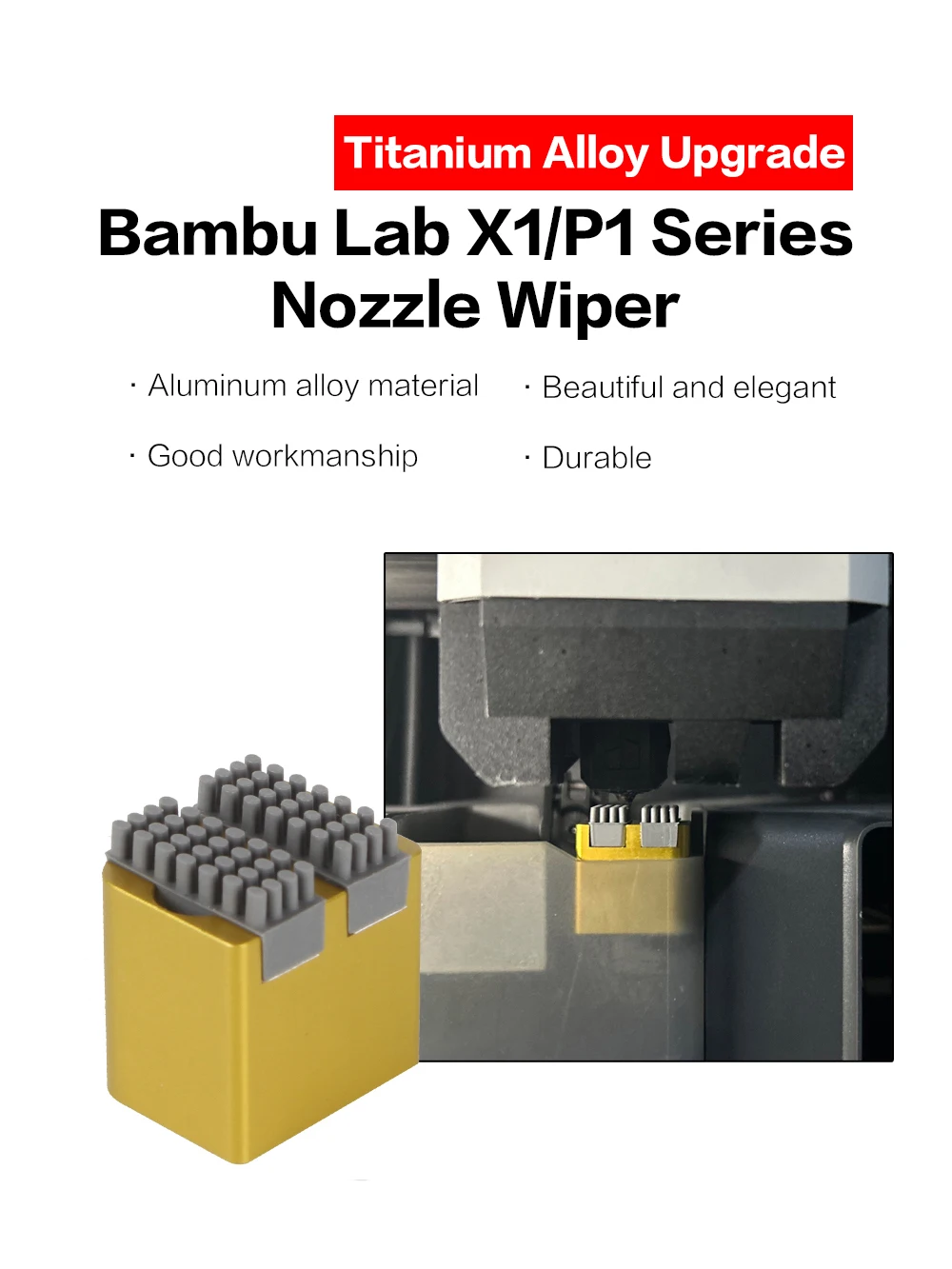 Für Bambulab P1S X1 Serie Düse Silikon Wischer Düsen Pinsel Hotbed montiert Wäscher für Bambu Labor Reinigungswerkzeug 3D-Drucker – Detail 1