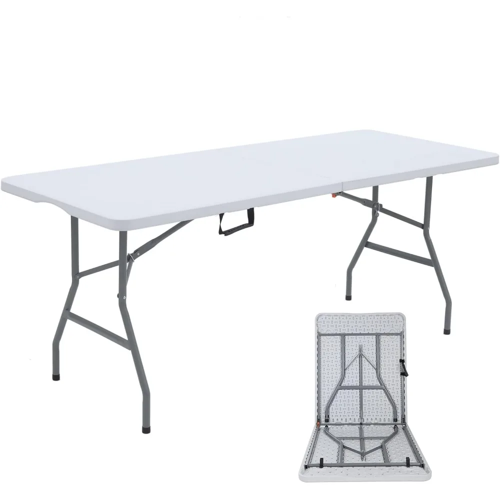 folding table 6 foot Plastic folding table Indoor & Outdoor for Picnic, BBQ, Party