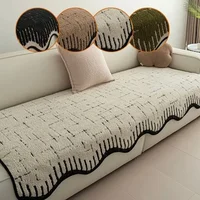 1pc Glam Style T-Cushion Sofa Cover Soft Wave-Edge Autumn/Winter Non-Slip Machine Washable Durable Scratch-Resistant Home Decor 1
