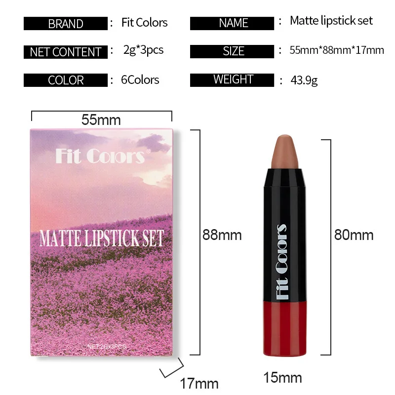 Makeup Lipstick Set Rich and Diverse Classic and Versatile Silky Smooth Easy to Apply Non-stick Cup Lip Gloss 3-pack