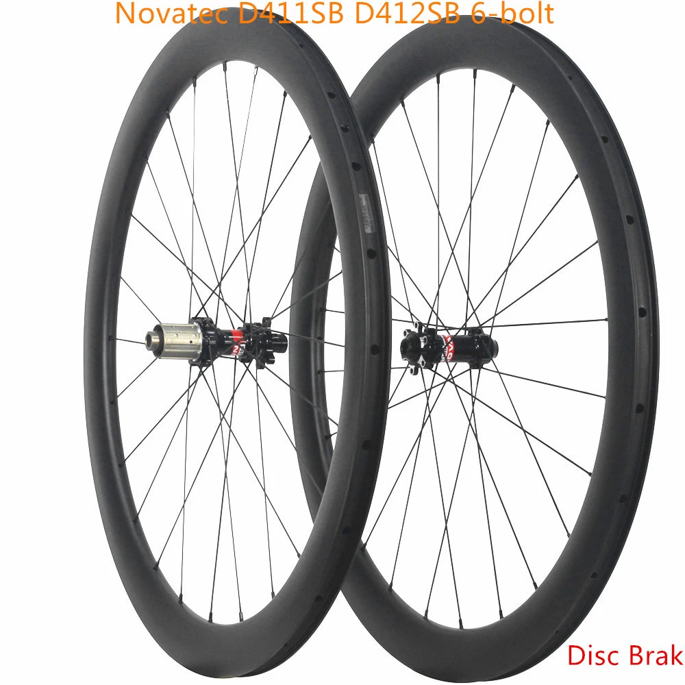 700c Carbon Road Bike Wheelset 50x25mm Disc Bicycle Wheels Clincher Or Tubular Novatec D411sb