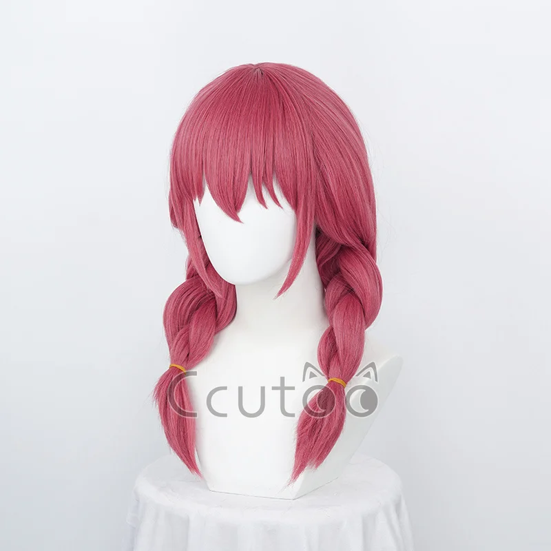 ccutoo 아마노 미우 가발 합성 헤어 블렌드 S 코스프레 가발 브레이드 롱 더블 포니테일 로즈 레드