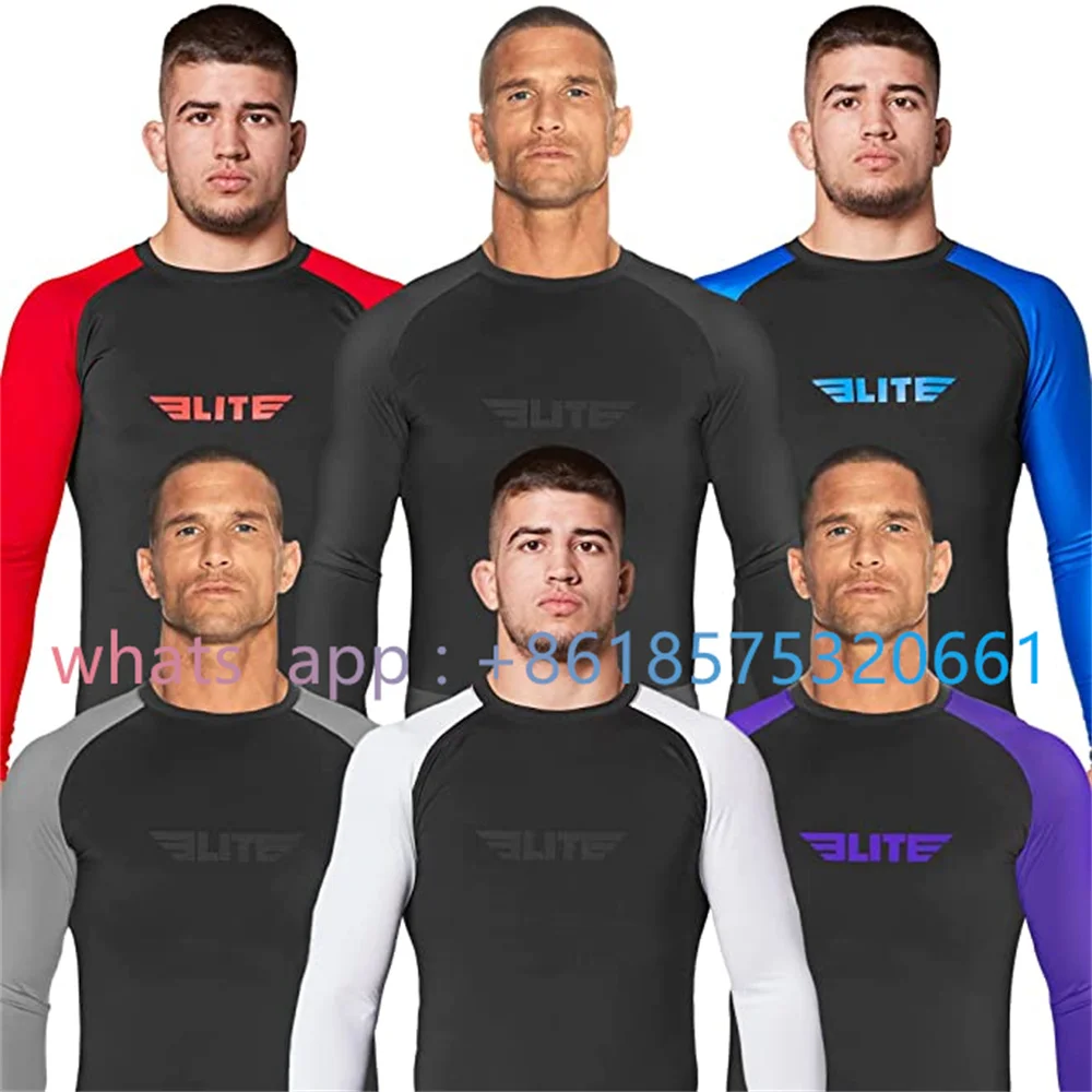 

Men's Short Sleeve Jiu Jitsu BJJ Rash Guard T Shirt MMA Rashguard Short Sleeve Boxing Muay Thai KickboxingGym Fighting Training