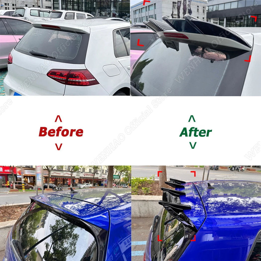 자동차 리어 루프 윈도우 부트 립 스포일러, 글로스 블랙 ABS 플라스틱, VW 골프 MK7 MK7.5 TSI TDI 표준 GTI GTD R 2013-2019, 2 개
