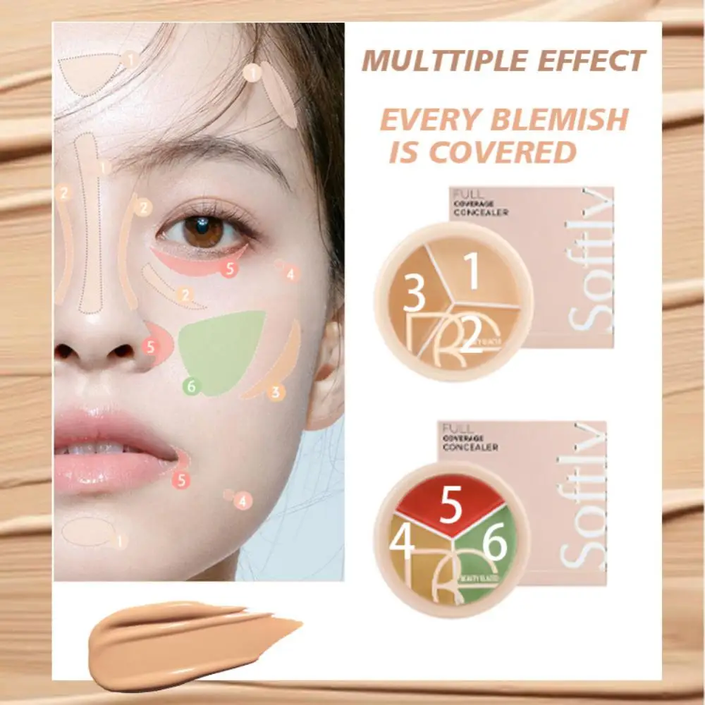 Concealer Contouring Palette 3 Colors Long-Lasting Contouring Face Color Corrector Palette Cream Conceal