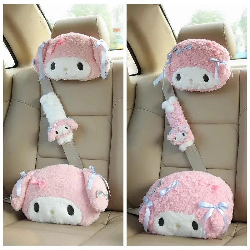 

Pink Lamb Car Headrest Pillow Waist Rest Car Seat Cushion Cute Cartoon Car Neck Back Support Car Accessories